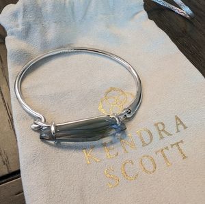 Kendra Scott Silver Bangle Bracelet with Smoky Gray Crystal